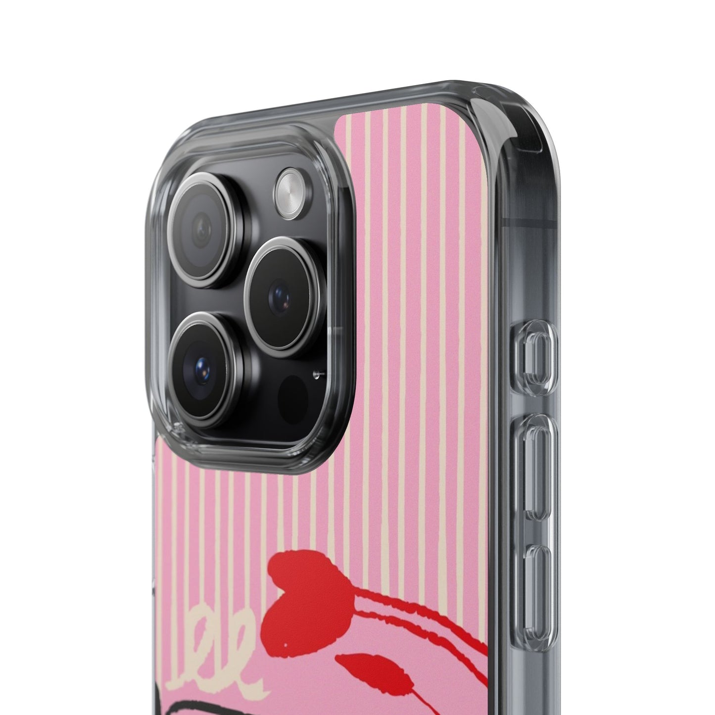 Clear Impact-Resistant Case — Pink Cute Heart Cartoon Design
