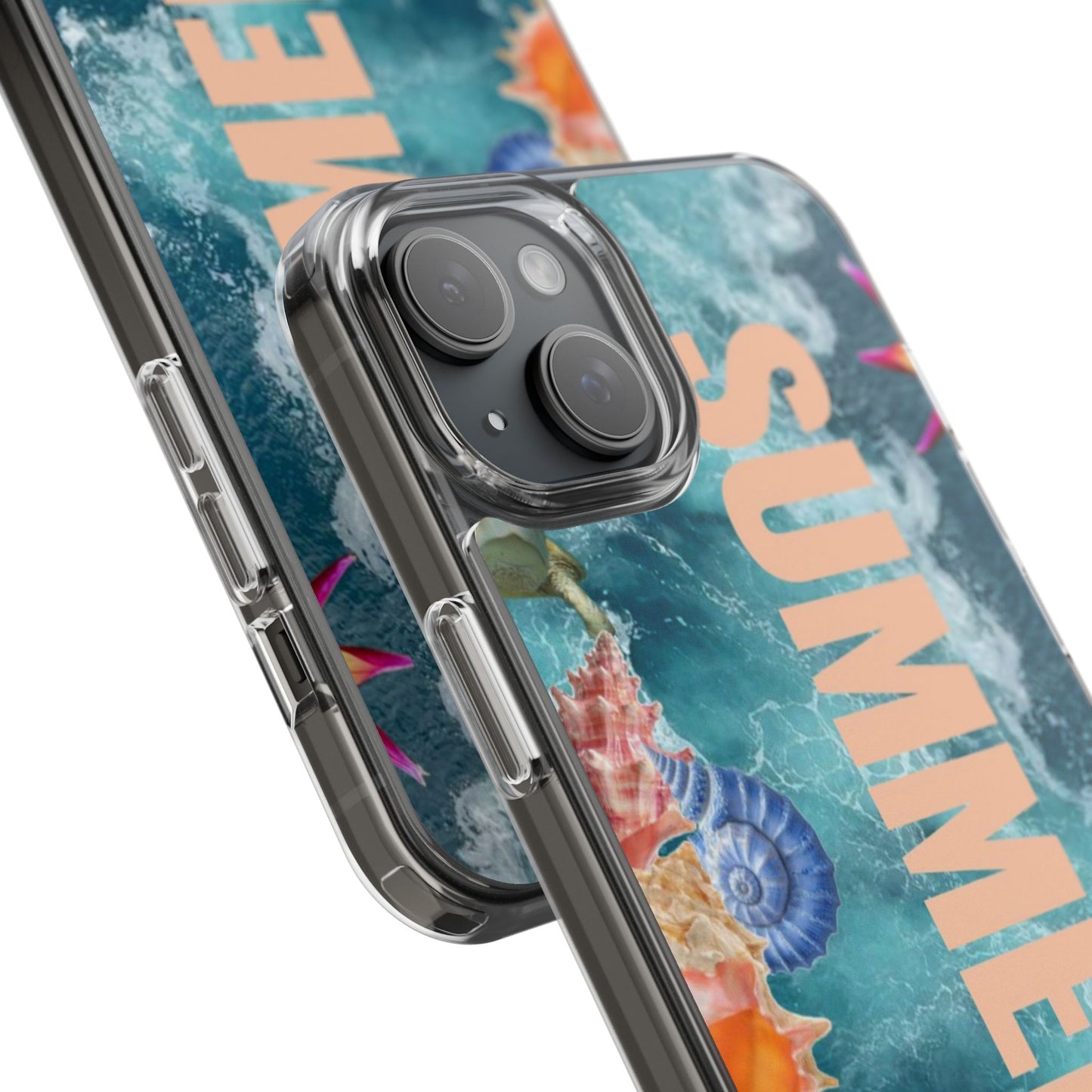 Summer Floral Clear Impact Phone Case — "SUMMER" Tropical Hibiscus Design
