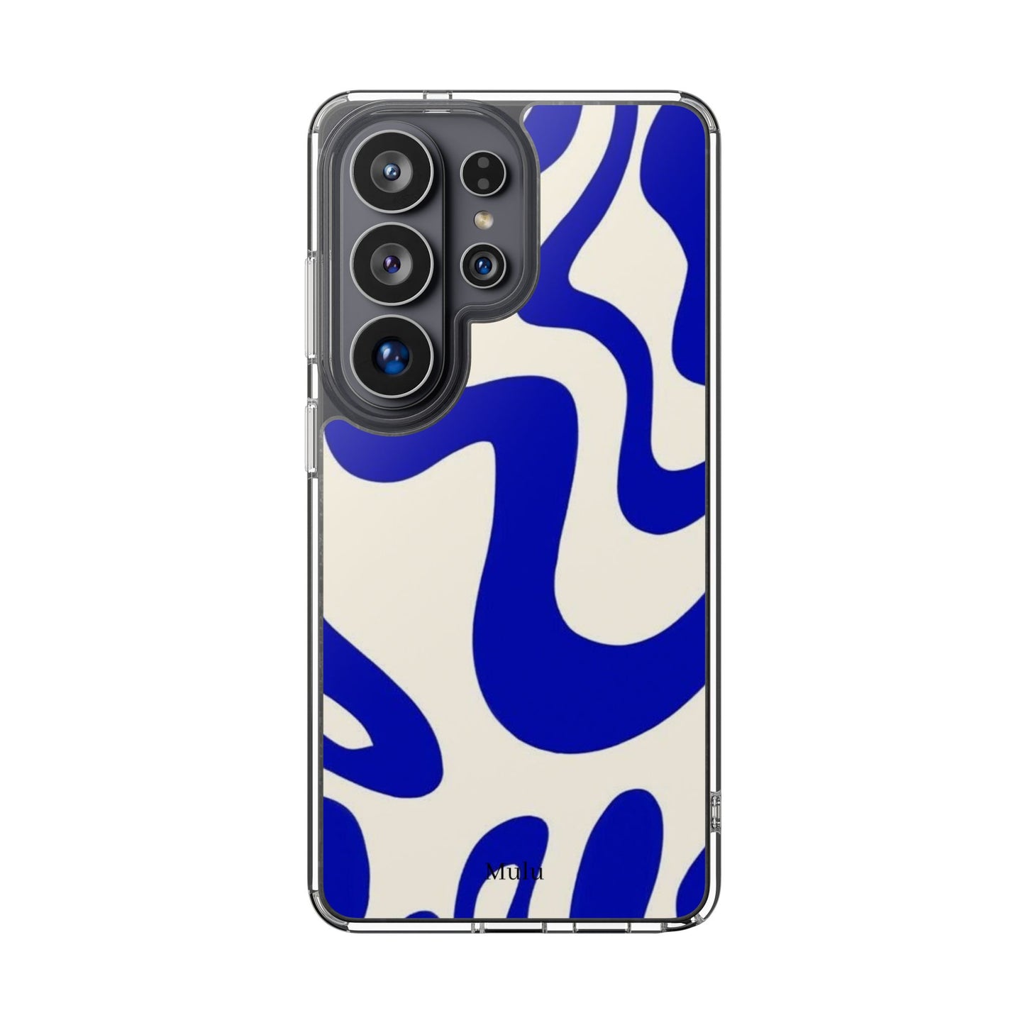 Clear Impact-Resistant Case — Blue Abstract Wavy Pattern