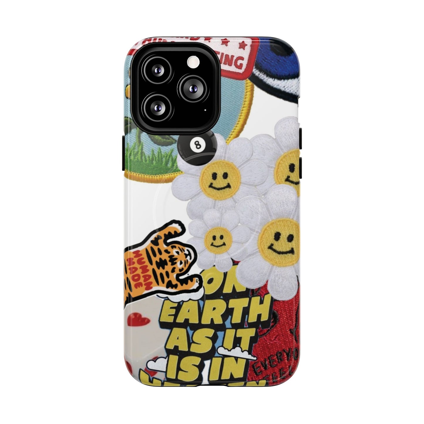 Phone Case — Retro Smiley Daisy Collage Tough Magnetic Cover