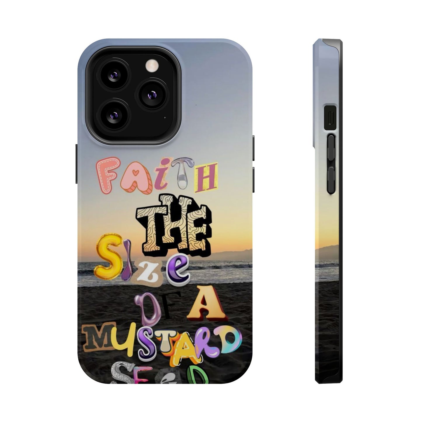 Magnetic Impact-Resistant Phone Case — "Faith the Size of a Mustard Seed" Sunset Design