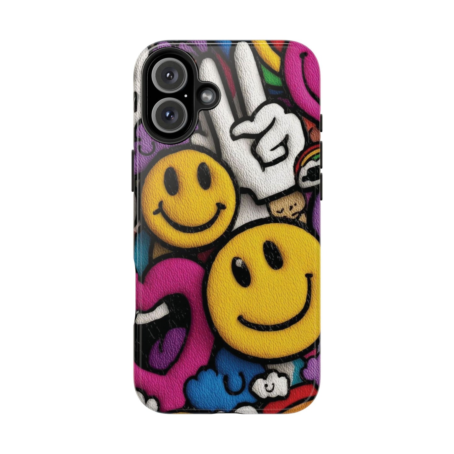 Smiley Graffiti Tough Phone Case – Colorful Urban Art Protection