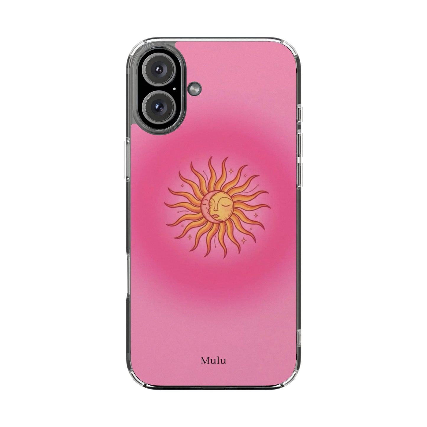 Pink Sun Phone Case — Radiant Sunburst Impact-Resistant Clear Case
