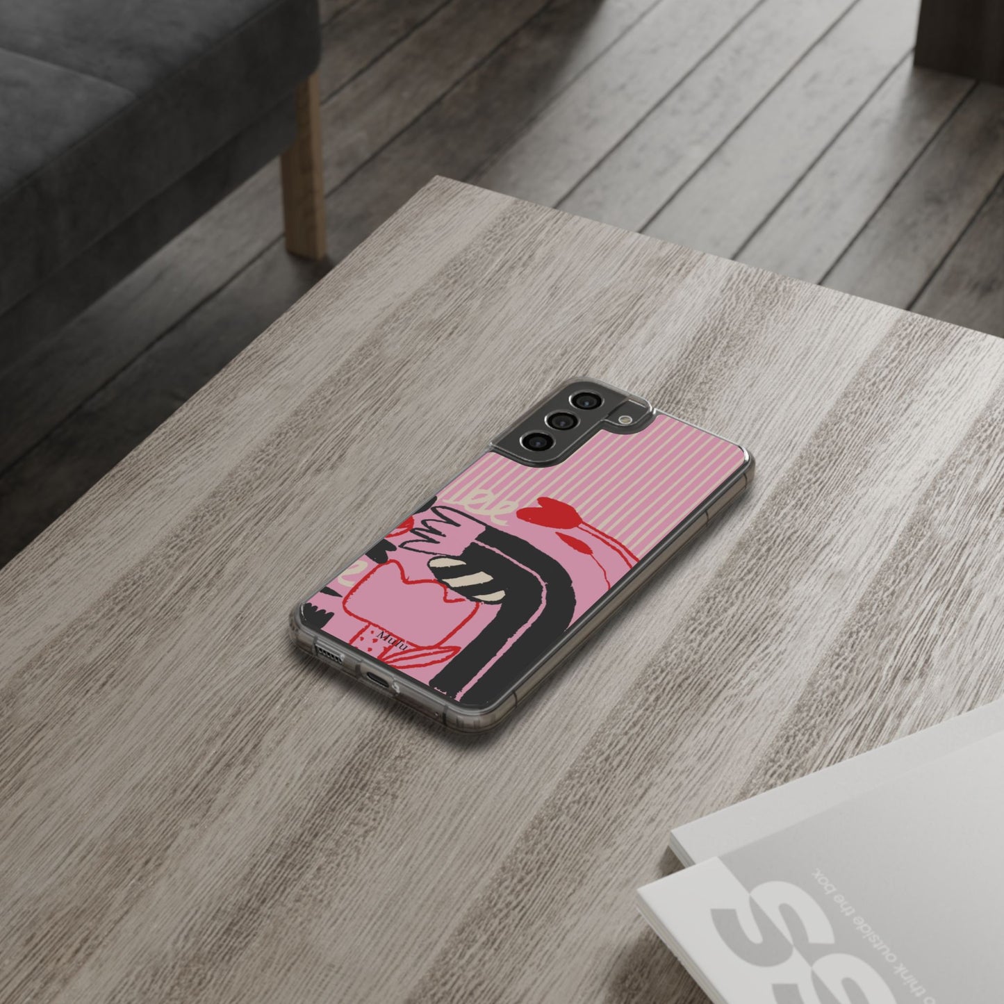 Clear Impact-Resistant Case — Pink Cute Heart Cartoon Design