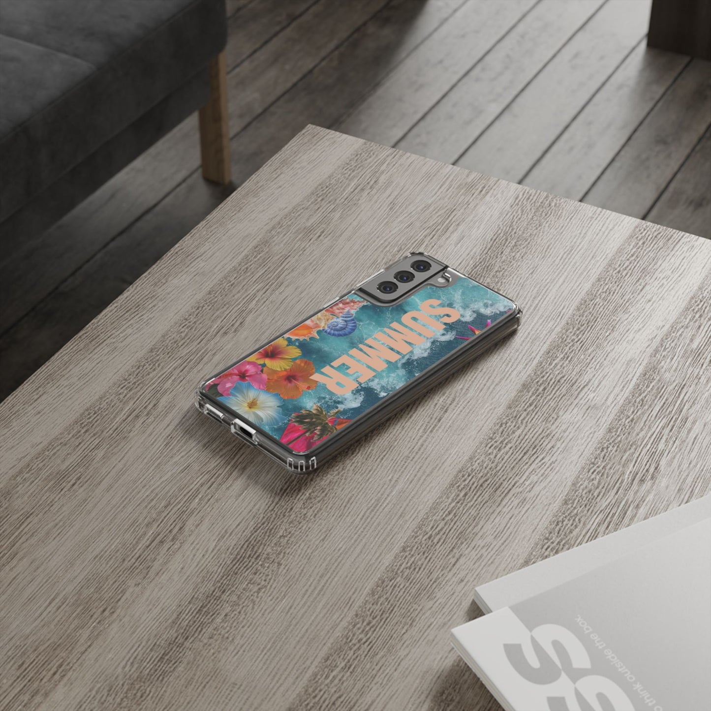 Summer Floral Clear Impact Phone Case — "SUMMER" Tropical Hibiscus Design