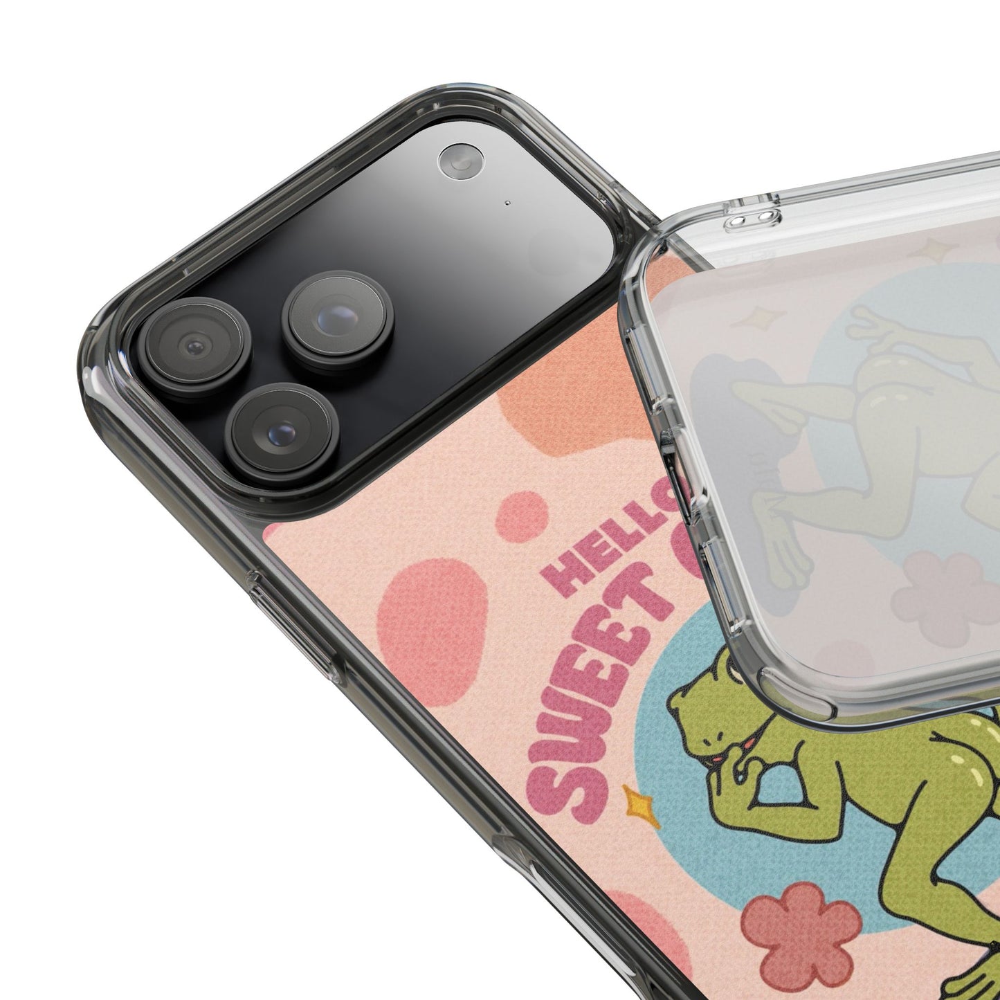 Clear Impact Phone Case — "Hello Sweet Cheeks" Retro Frog Design