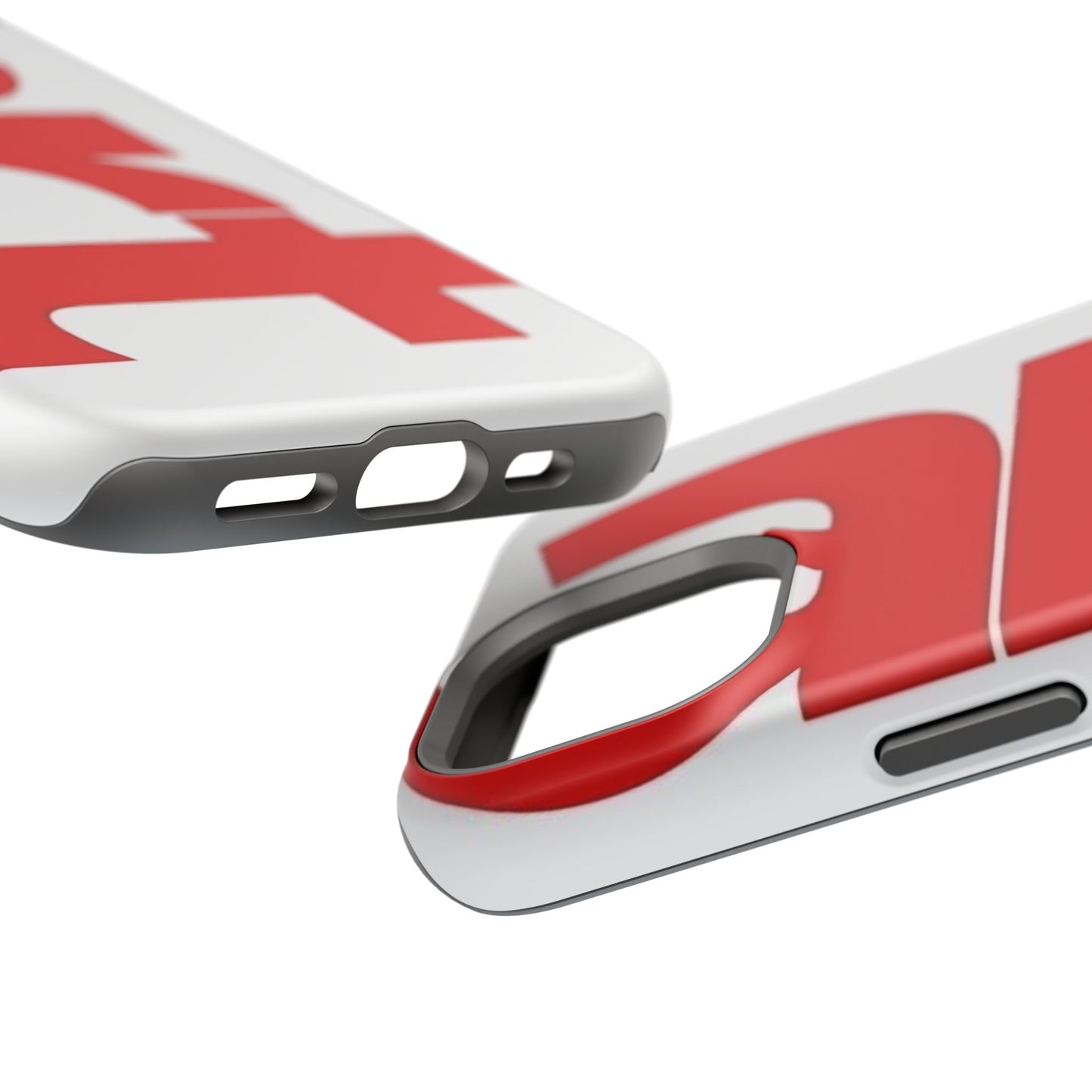Magnetic Impact-Resistant Phone Case — Bold Red Typographic Design