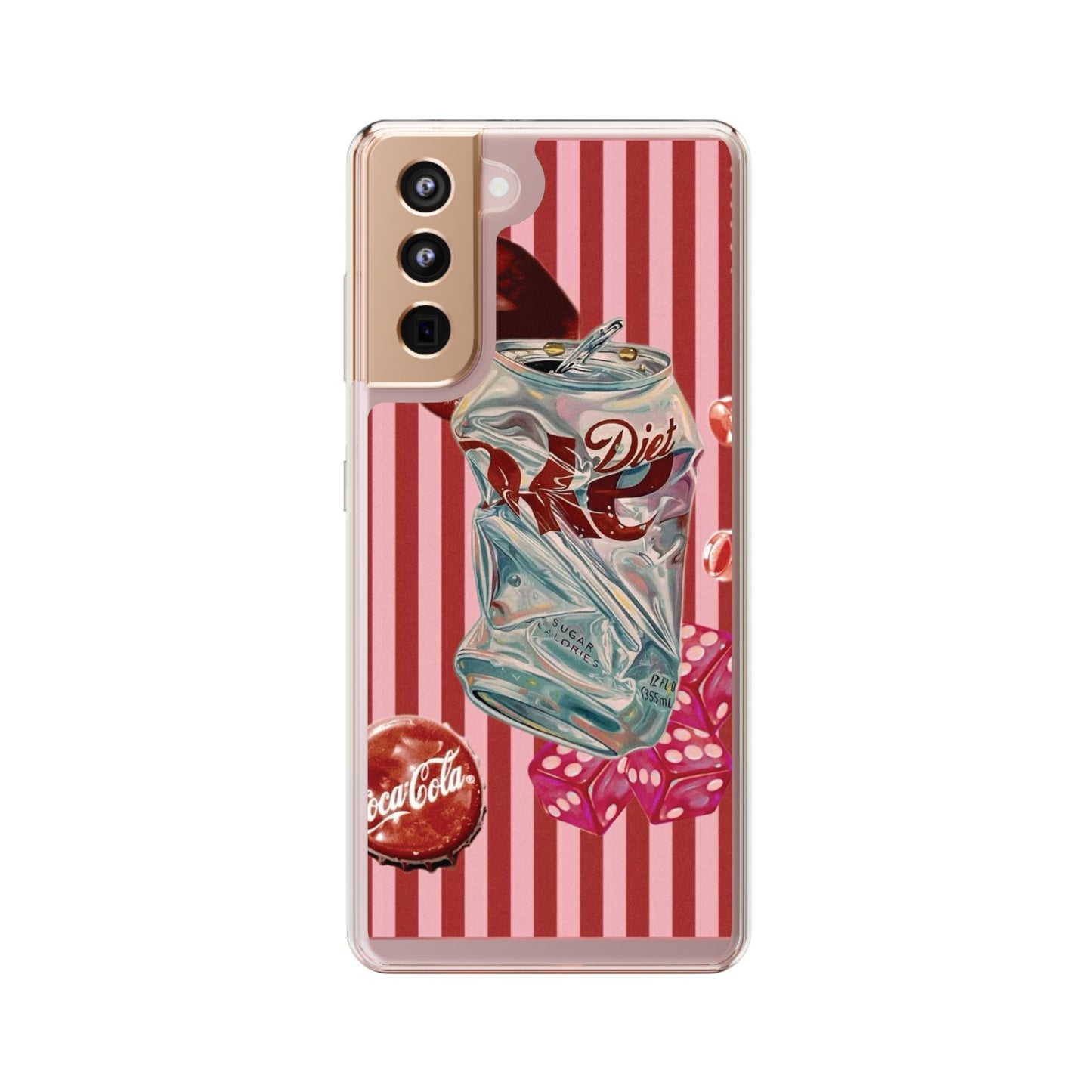 Diet Cola Crush Clear Phone Case – Retro Soda Pop Design