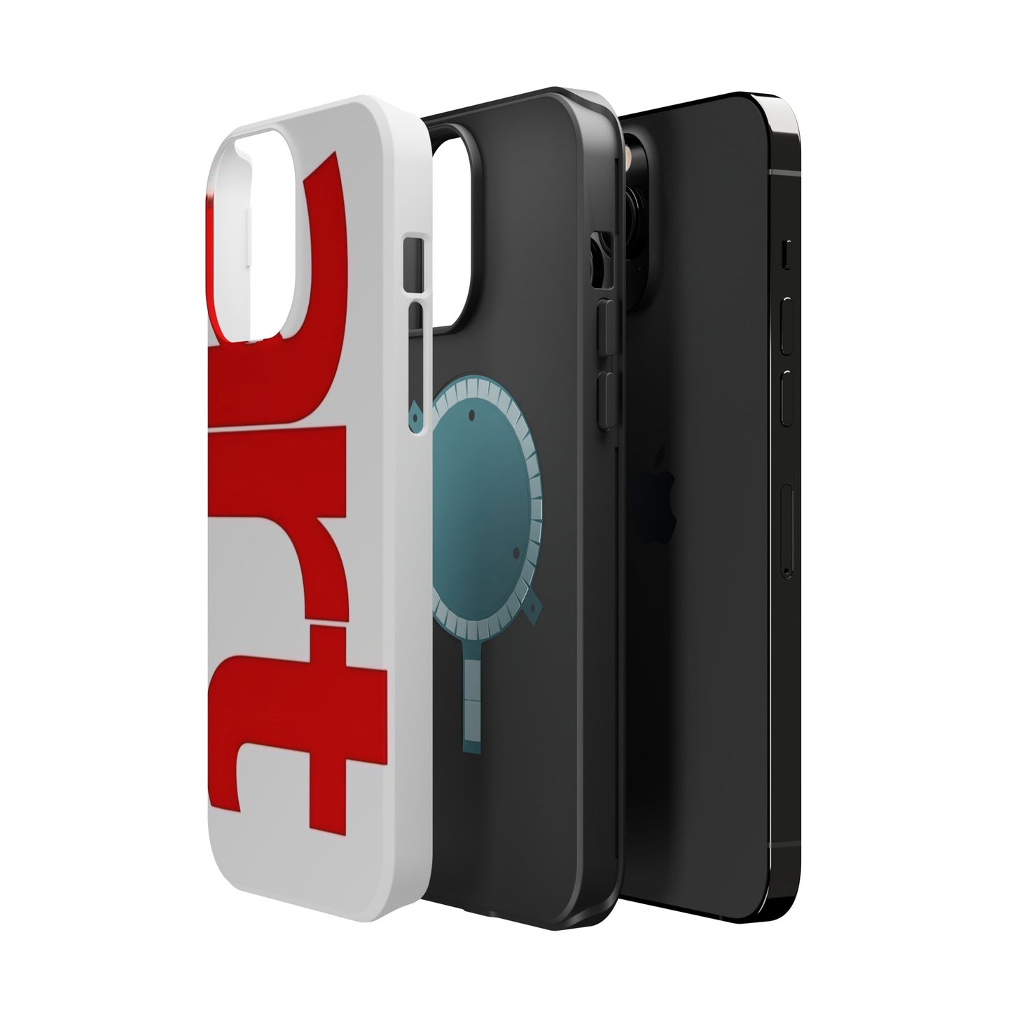 Magnetic Impact-Resistant Phone Case — Bold Red Typographic Design