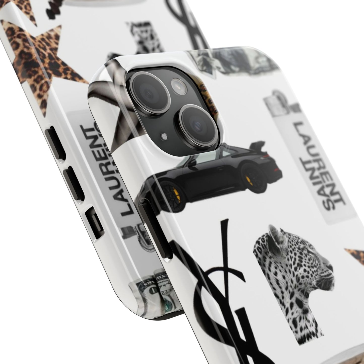 Tough Phone Case — Luxe Fashion Collage with Leopard, Martini & Kiss Print