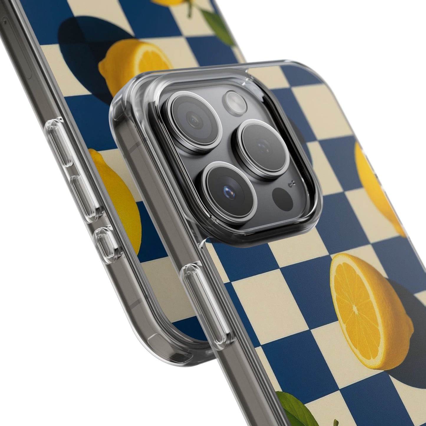 Clear Impact-Resistant Case — Retro Checkered Lemons Phone Case