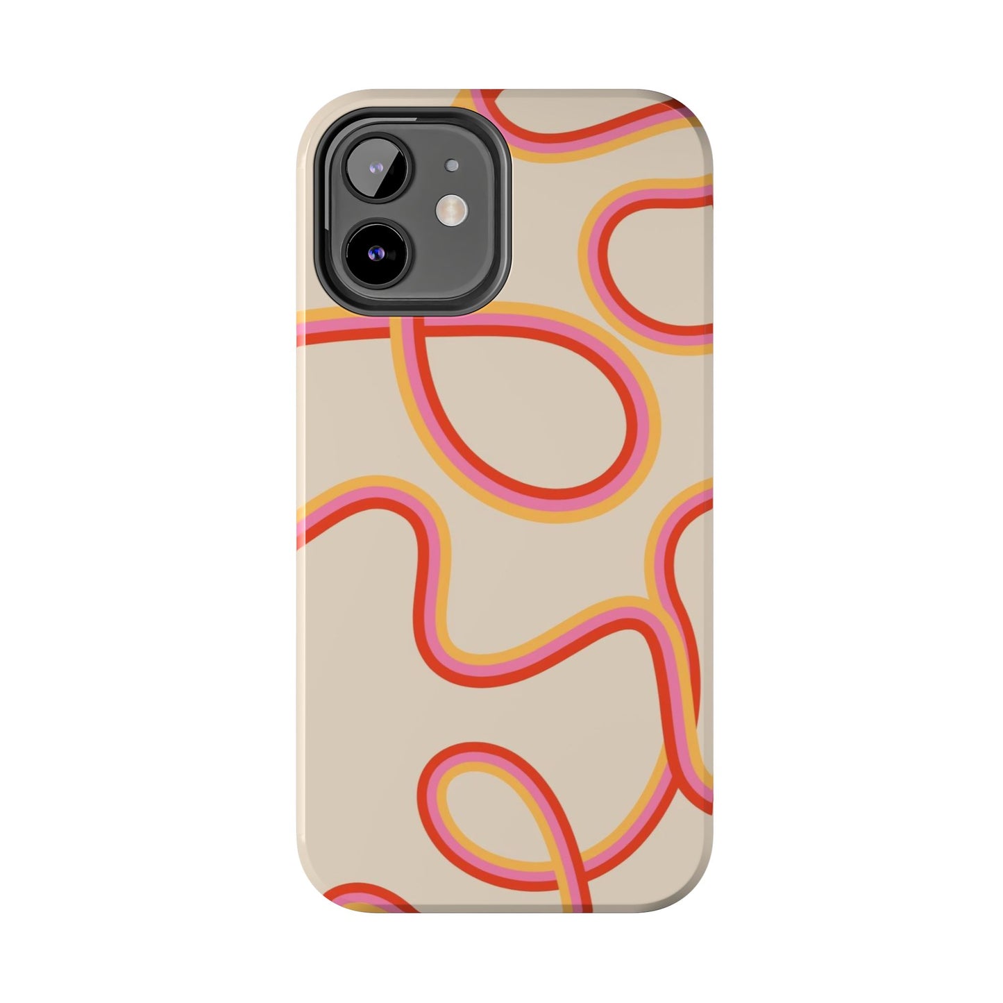 Retro Swirl Tough Phone Case — Beige Pink Orange Abstract Protection
