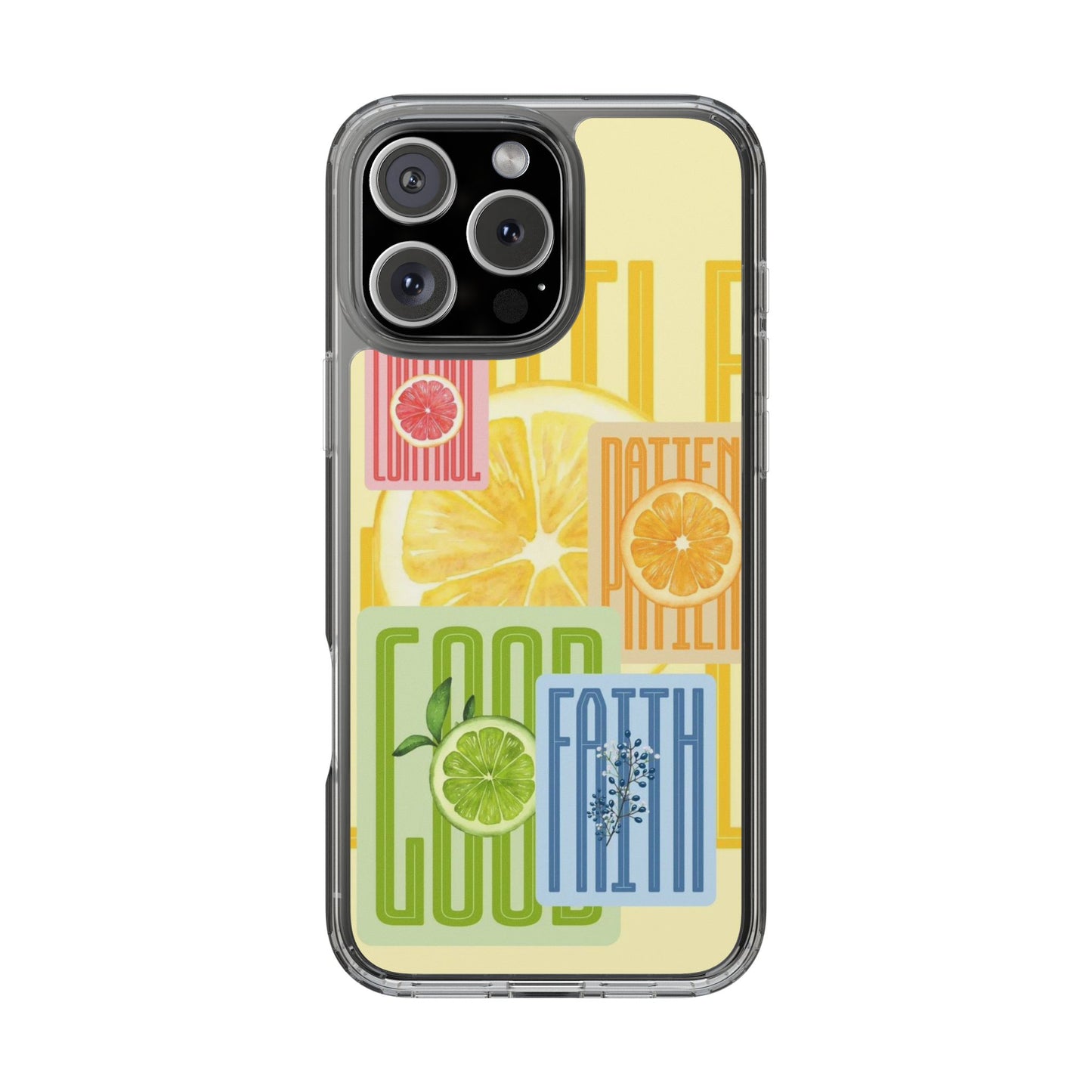 Clear Phone Case — Citrus Fruit Typography "Good Faith" Design