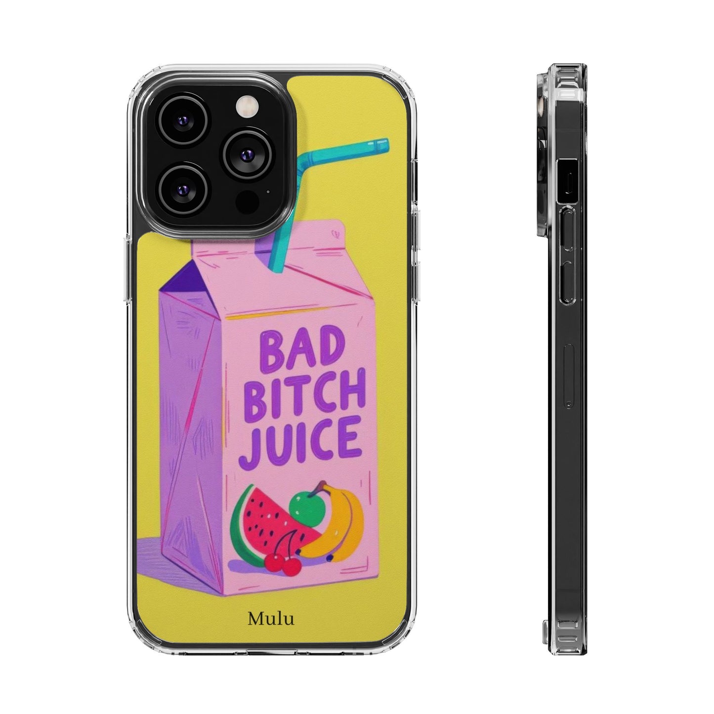 Clear Impact-Resistant Phone Case — "Bad Bitch Juice" Cartoon Juice Box Design