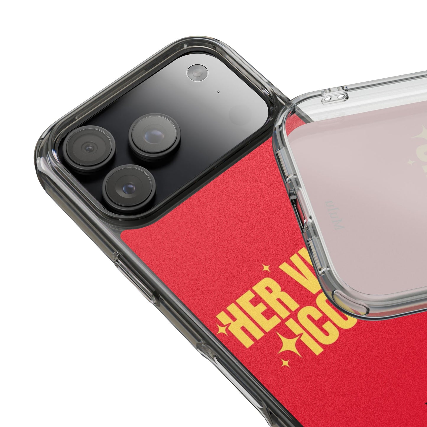 Clear Impact-Resistant Phone Case — "Her Vibe Is Iconic" Red Protective Cover