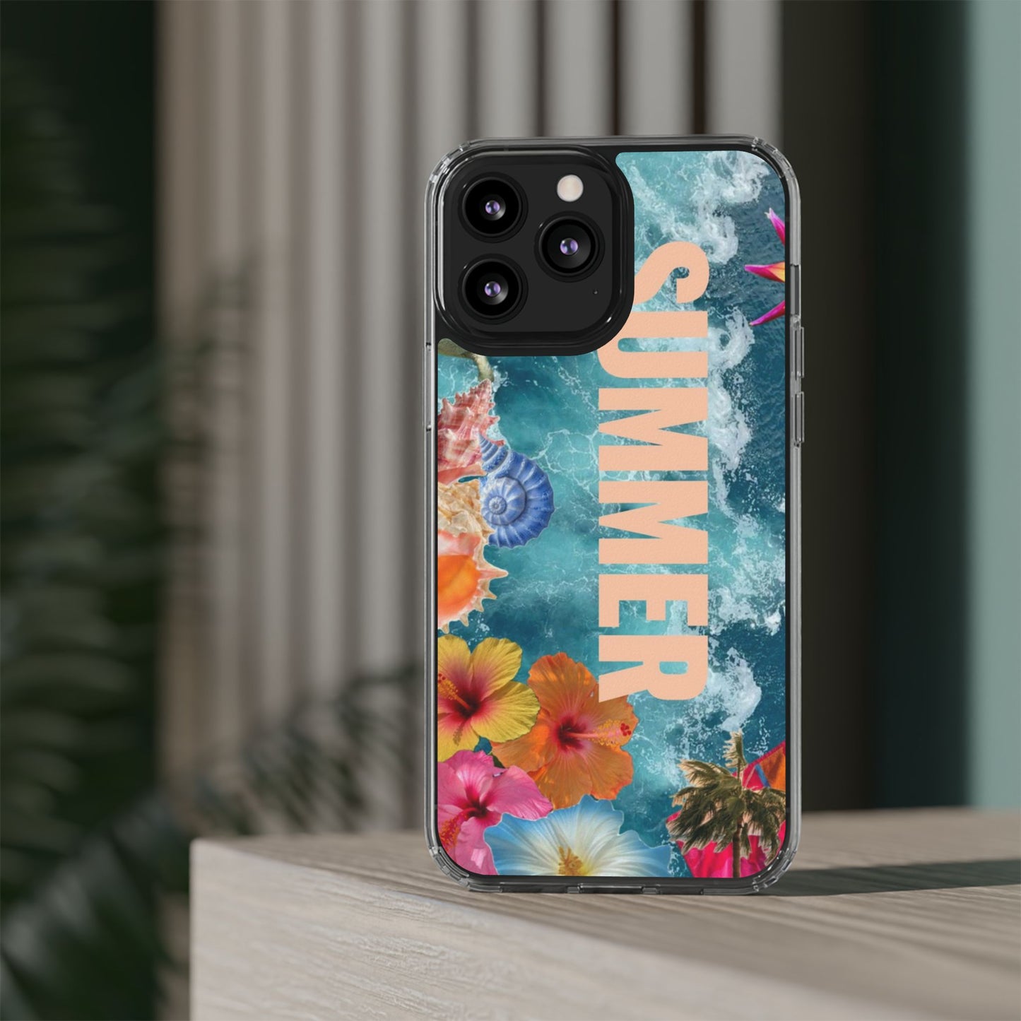 Summer Floral Clear Impact Phone Case — "SUMMER" Tropical Hibiscus Design
