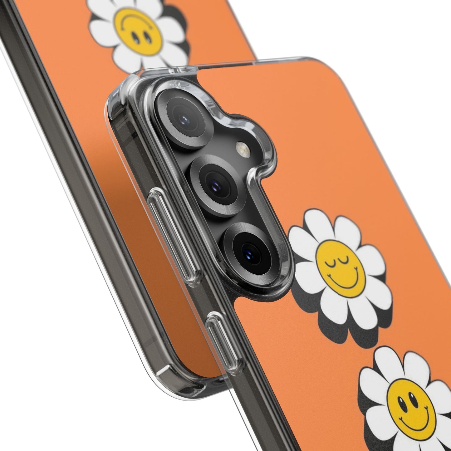 Phone Case — Orange Smiley Daisy Clear Impact‑Resistant Case