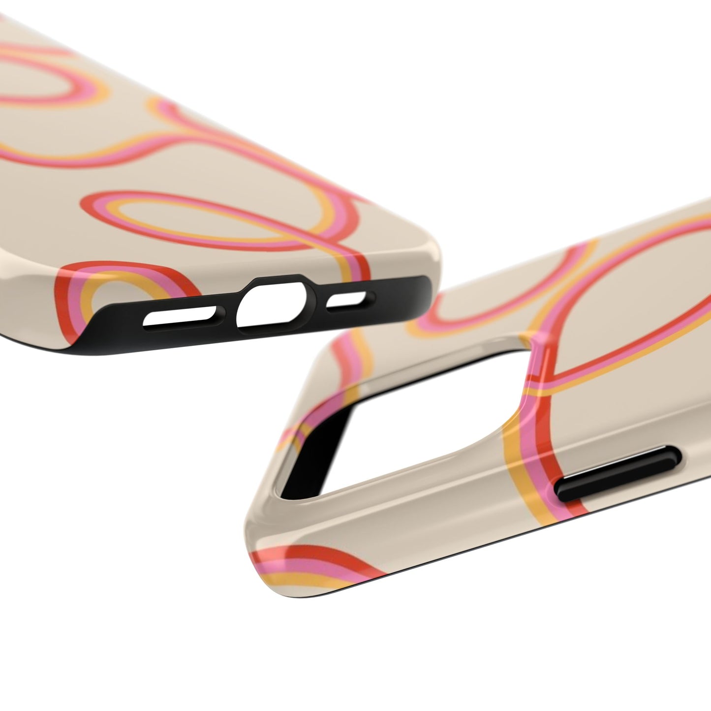 Retro Swirl Tough Phone Case — Beige Pink Orange Abstract Protection