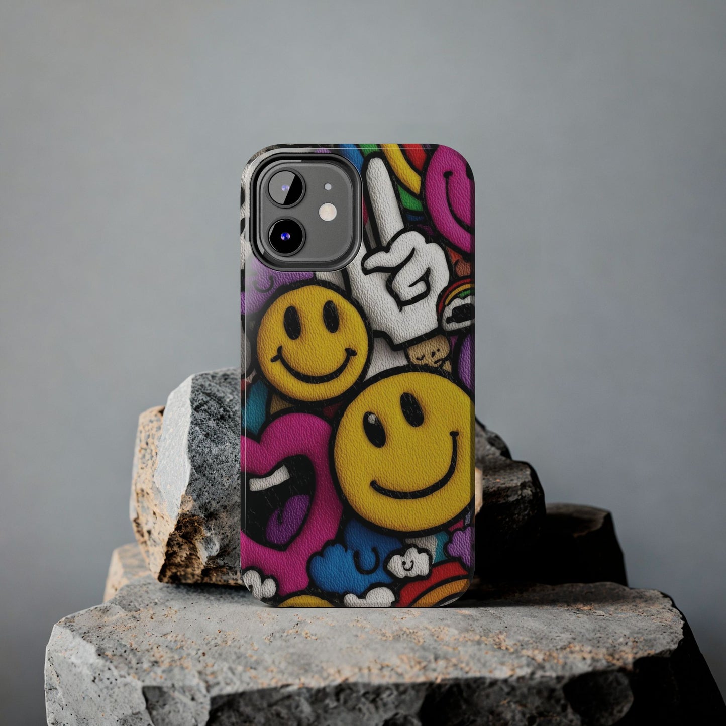 Smiley Graffiti Tough Phone Case – Colorful Urban Art Protection
