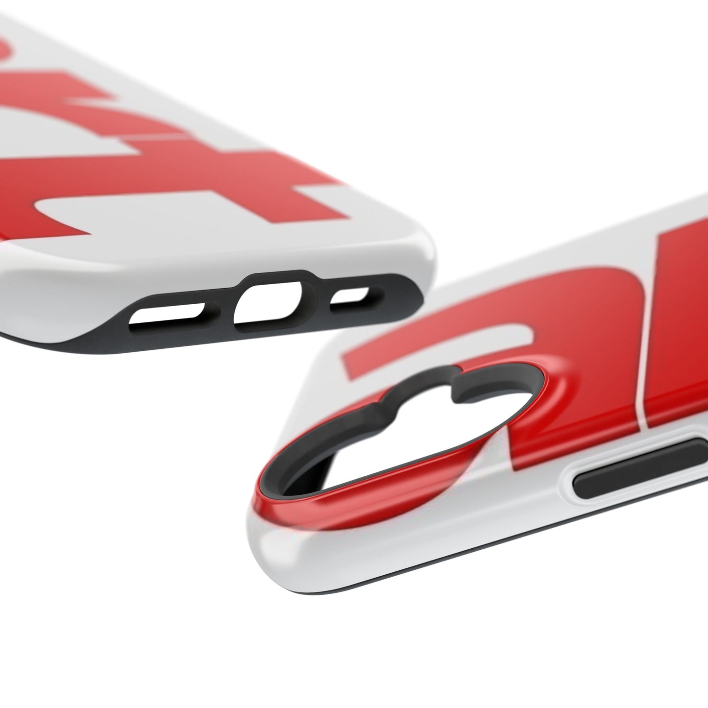 Magnetic Impact-Resistant Phone Case — Bold Red Typographic Design
