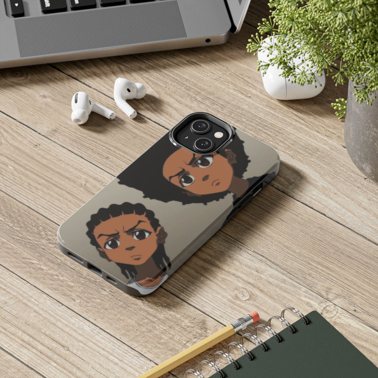 Tough Phone Case — Afro Anime Duo Face Design, Protective Shockproof Cover