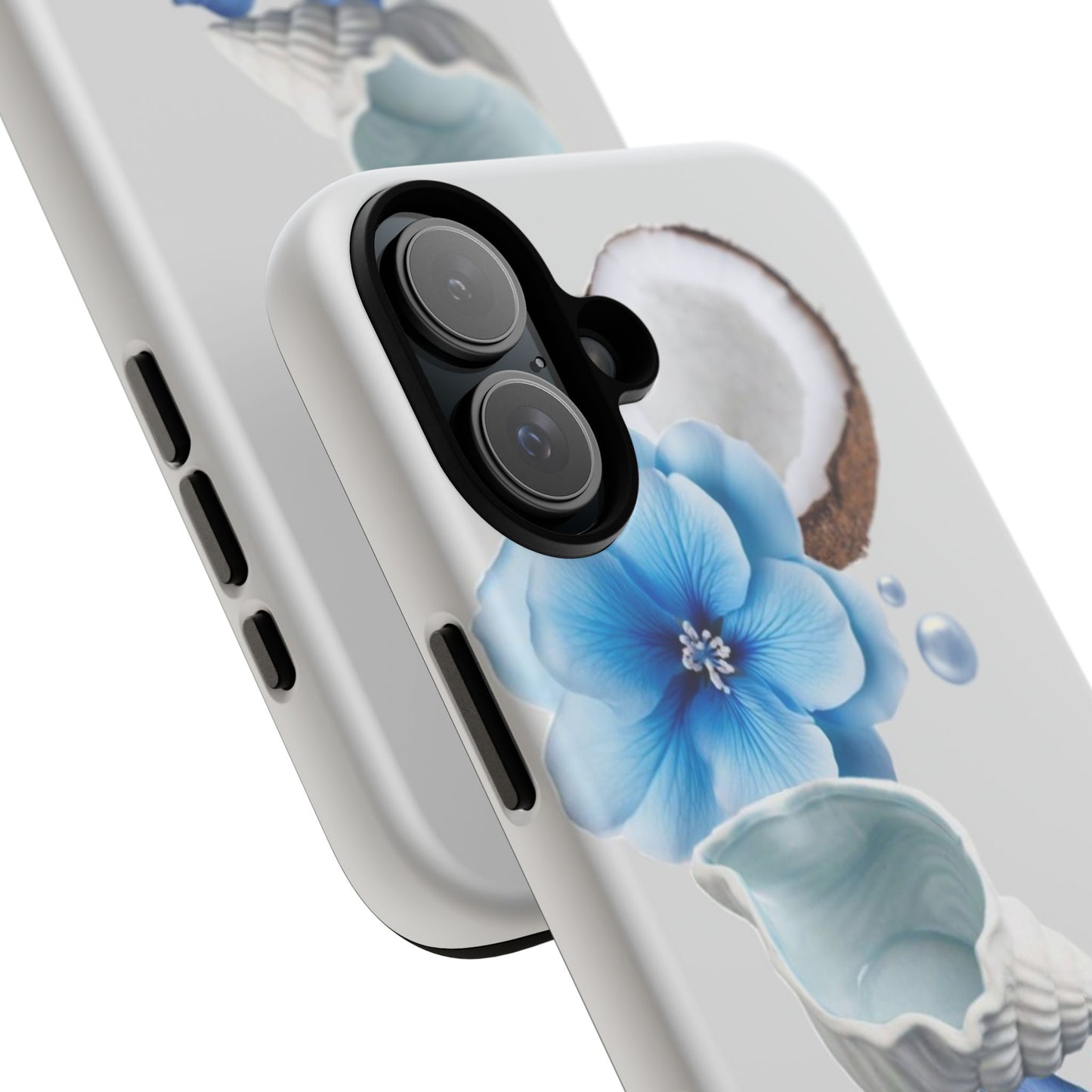 Tropical Blue Floral Phone Case — Coconut, Shell & Starfish Design