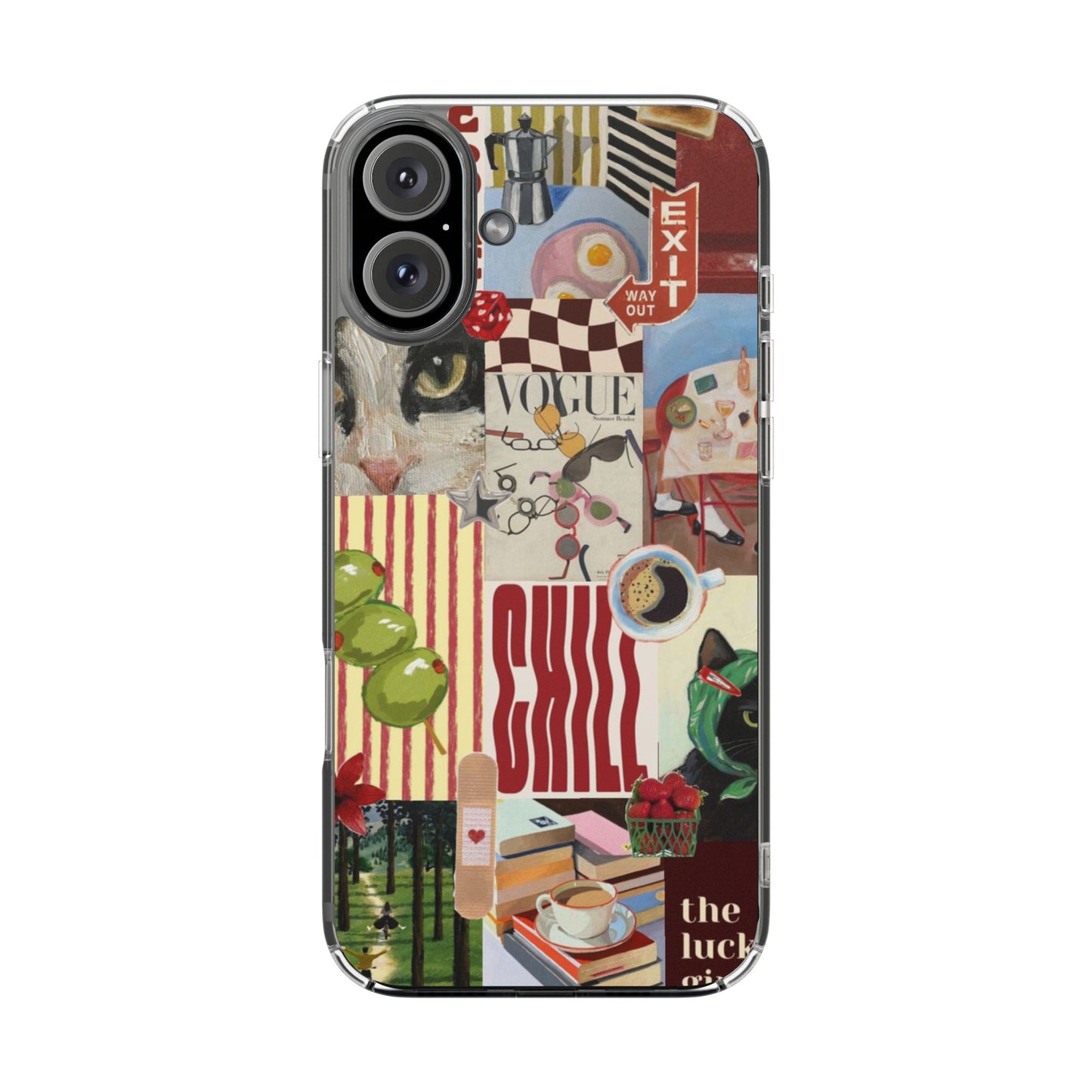 Collage Vintage Aesthetic Clear Impact-Resistant Phone Case