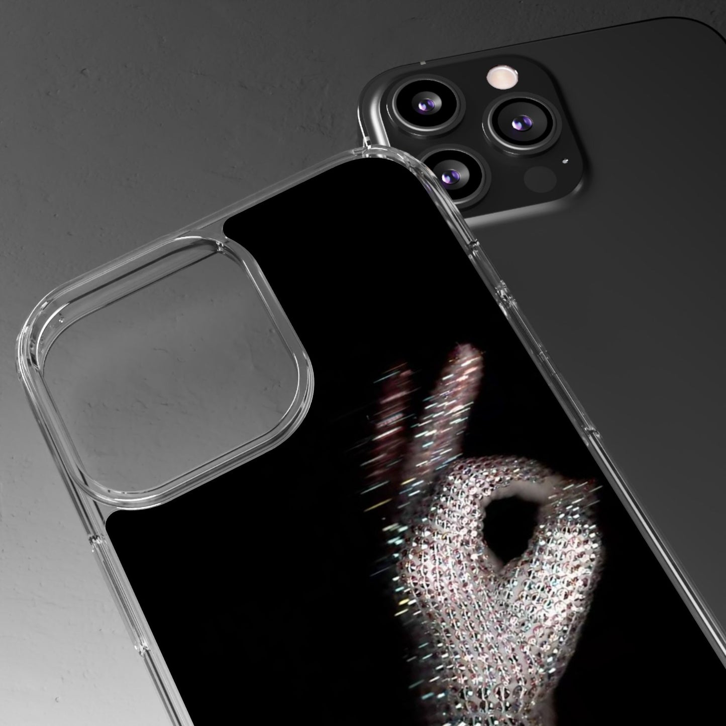 Diamond Glove OK Hand Clear Phone Case
