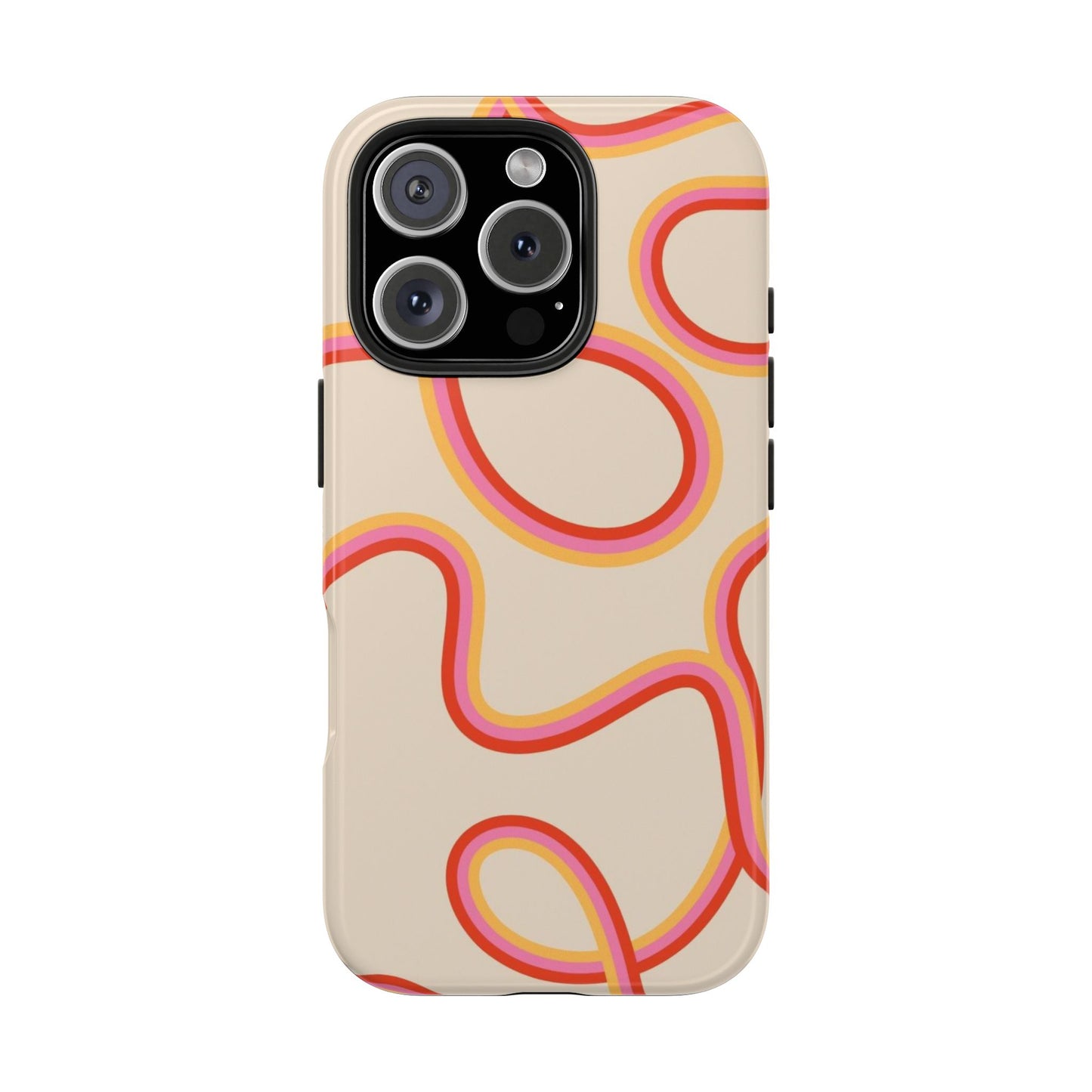 Retro Swirl Tough Phone Case — Beige Pink Orange Abstract Protection