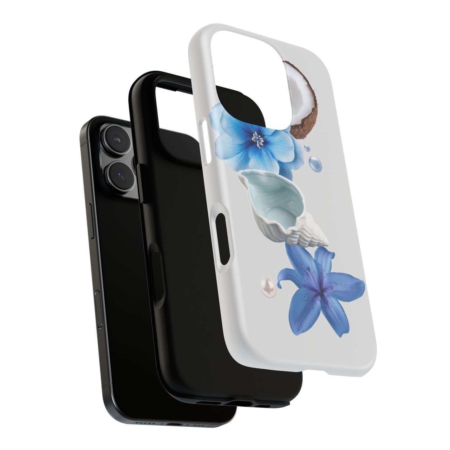 Tropical Blue Floral Phone Case — Coconut, Shell & Starfish Design