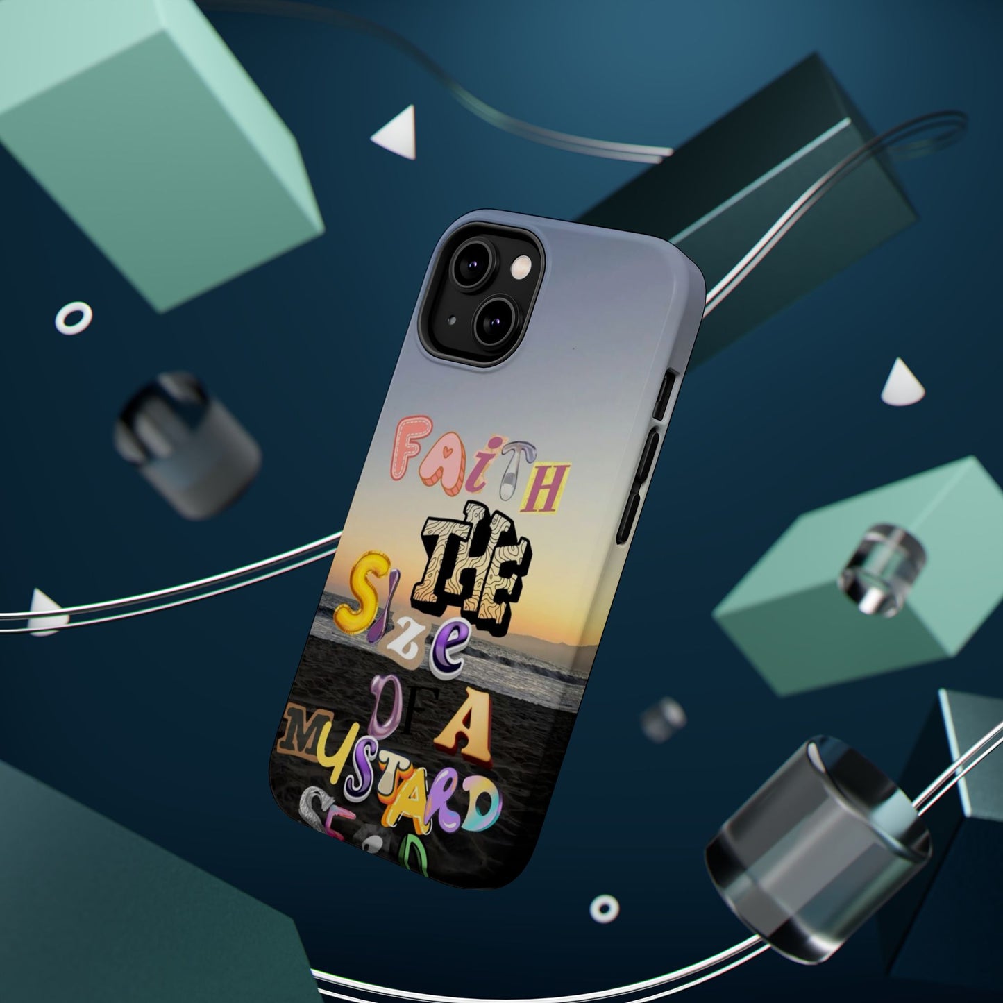 Magnetic Impact-Resistant Phone Case — "Faith the Size of a Mustard Seed" Sunset Design