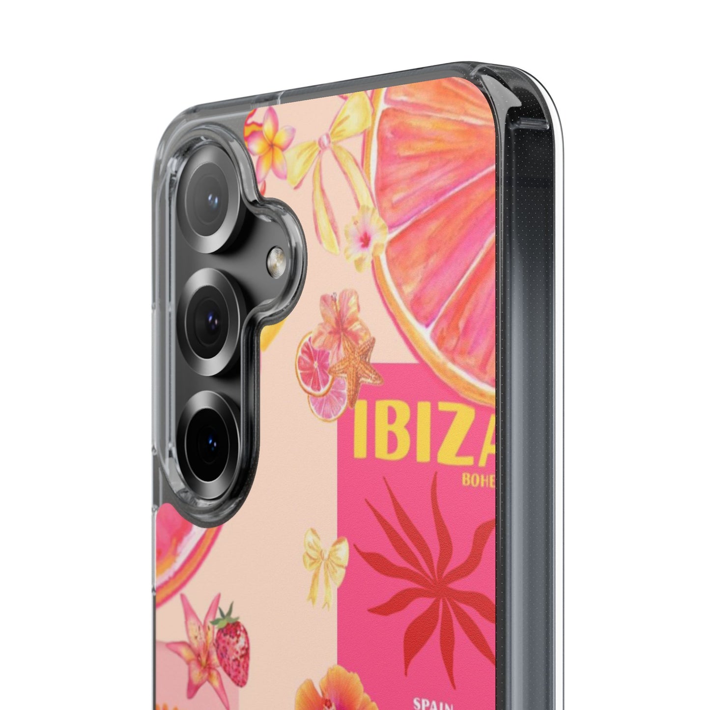 Clear Impact Phone Case — Pink Ibiza Citrus Floral Design