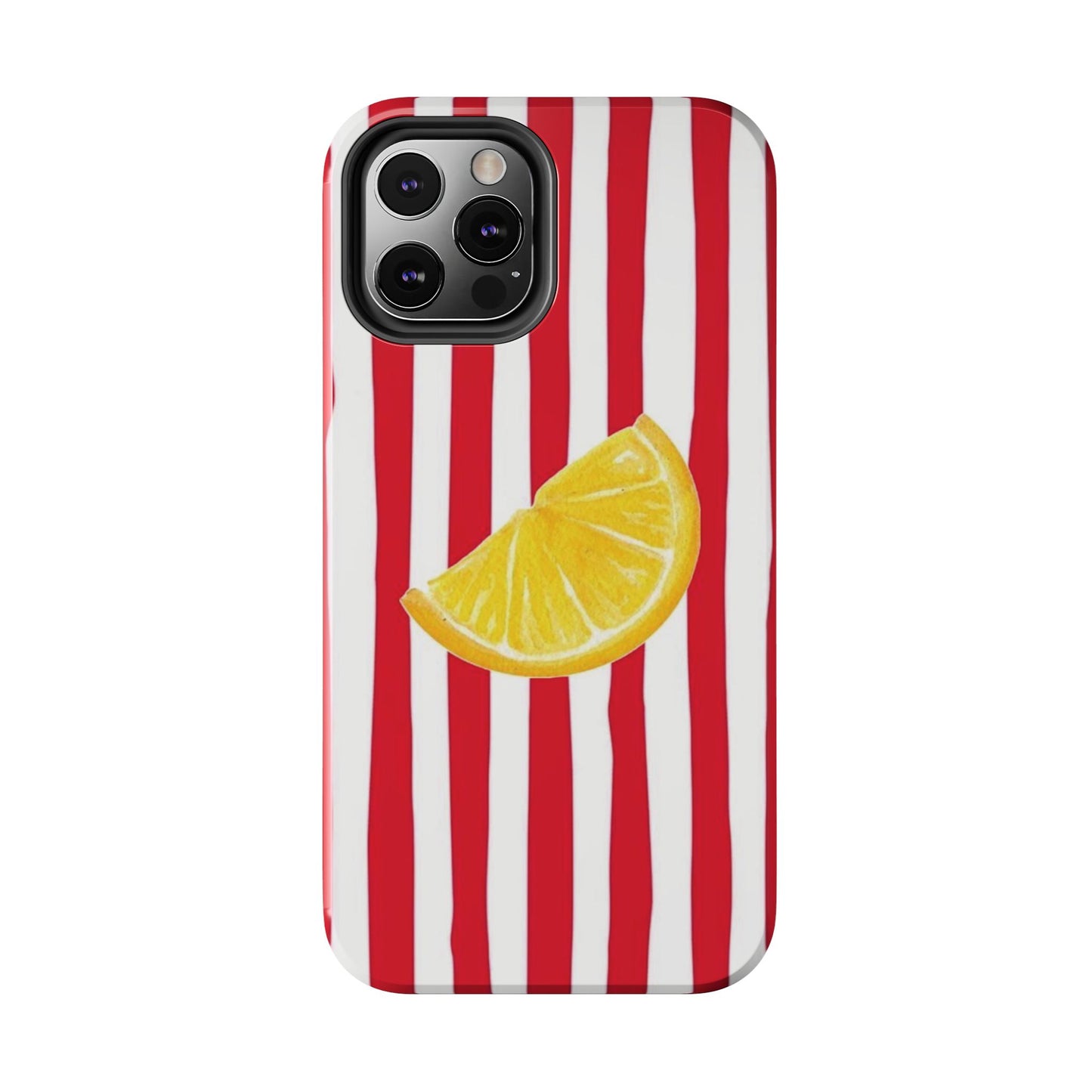 Lemon Slice Red & White Stripe Tough Phone Case