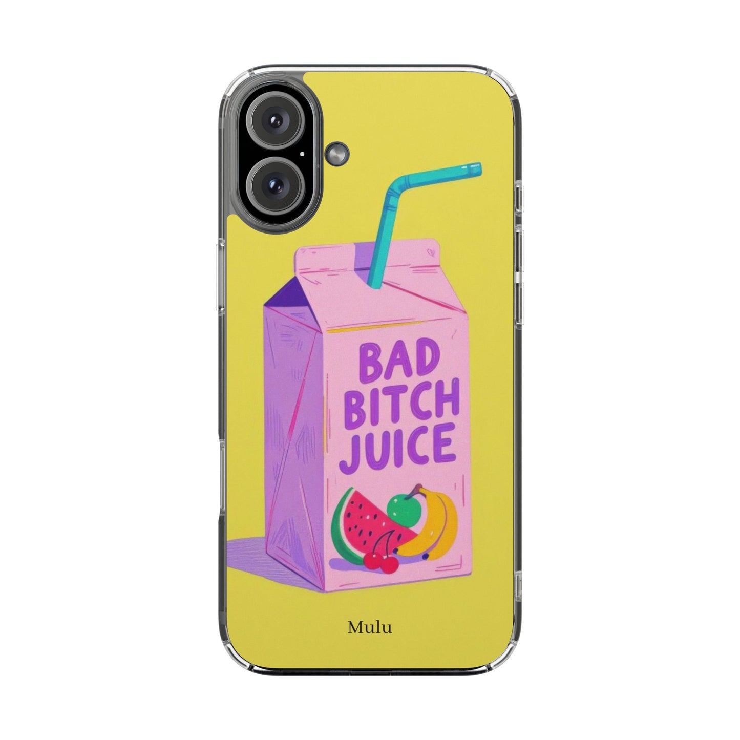 Clear Impact-Resistant Phone Case — "Bad Bitch Juice" Cartoon Juice Box Design