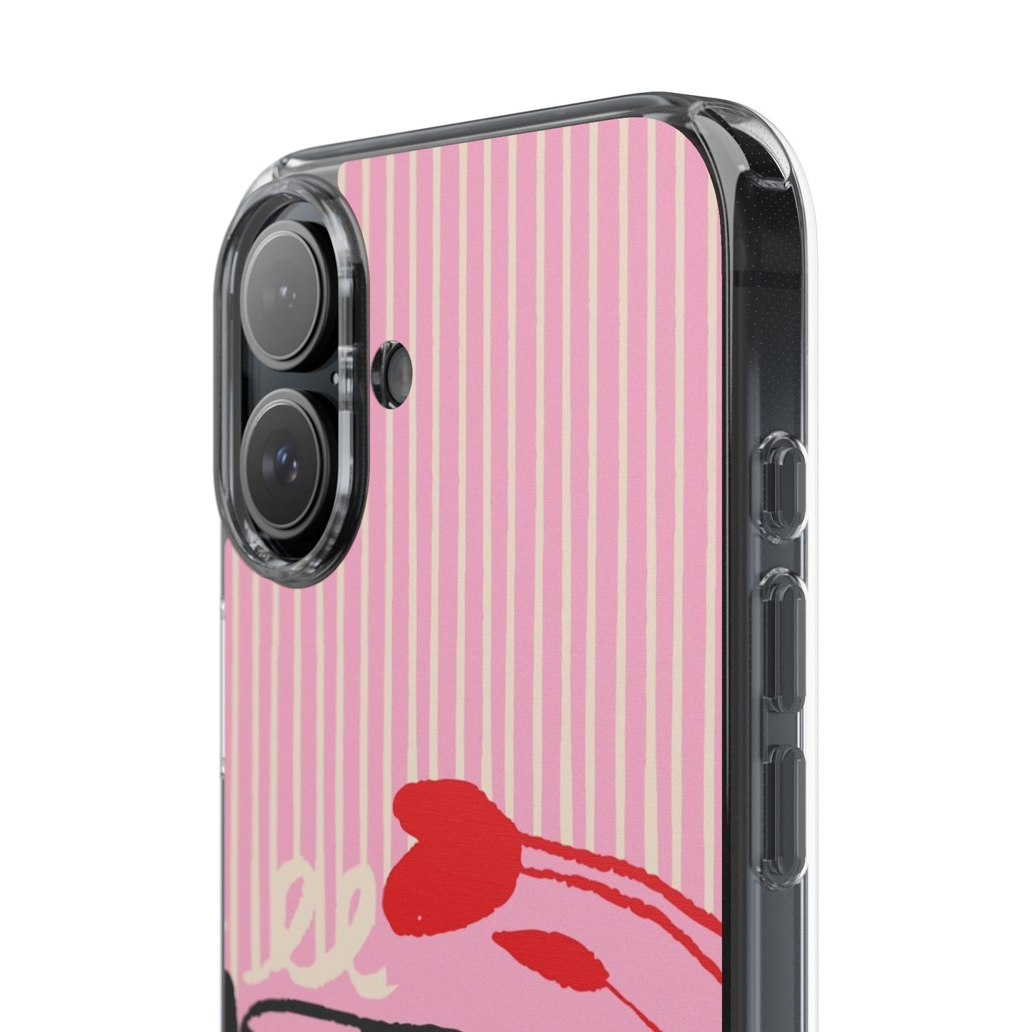 Clear Impact-Resistant Case — Pink Cute Heart Cartoon Design