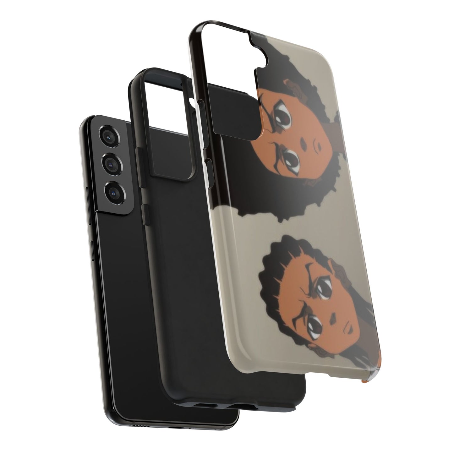 Tough Phone Case — Afro Anime Duo Face Design, Protective Shockproof Cover