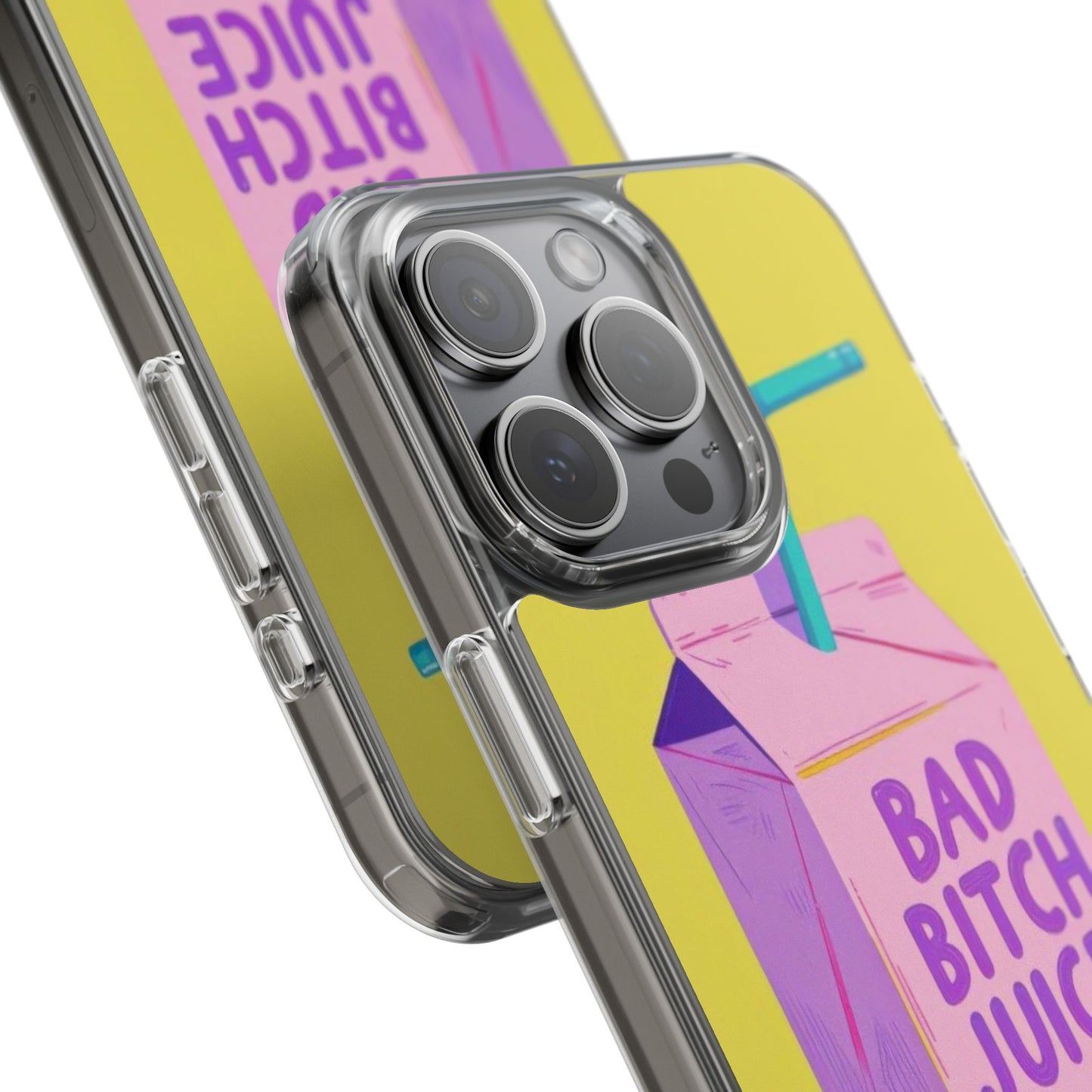 Clear Impact-Resistant Phone Case — "Bad Bitch Juice" Cartoon Juice Box Design
