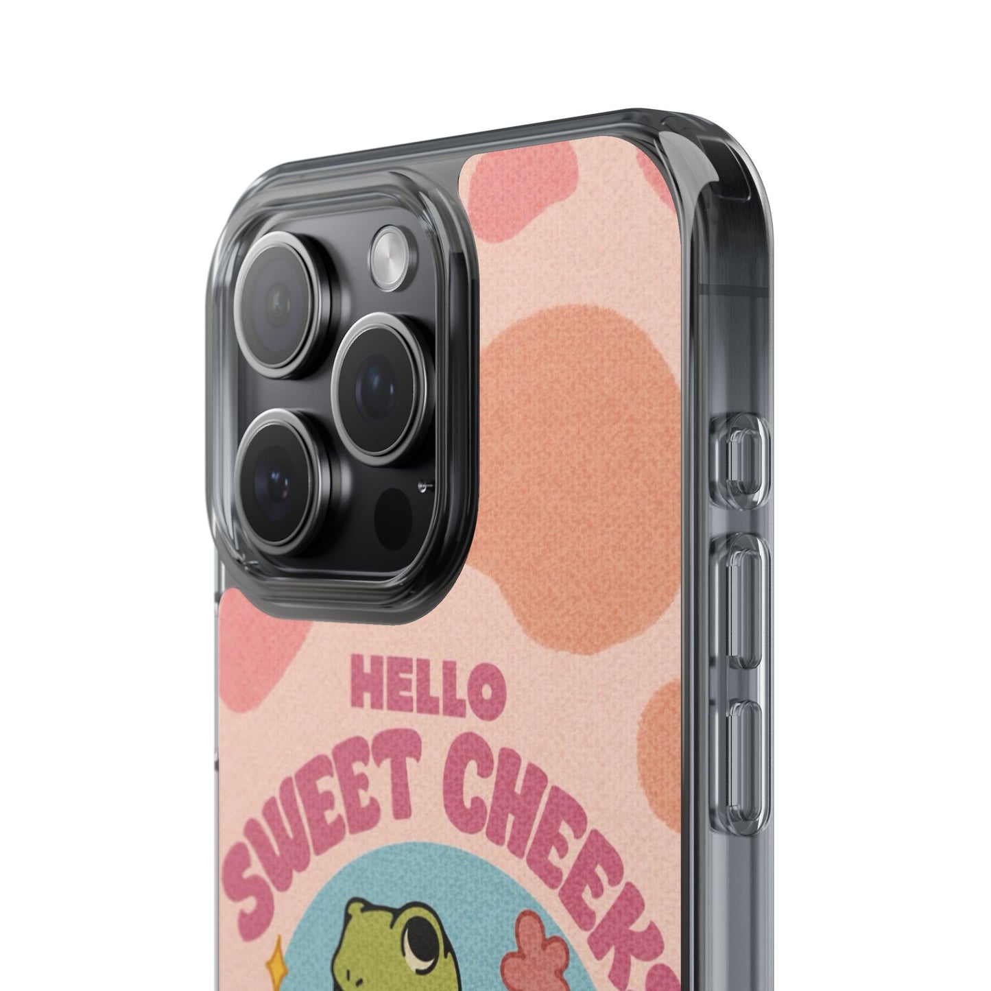 Clear Impact Phone Case — "Hello Sweet Cheeks" Retro Frog Design
