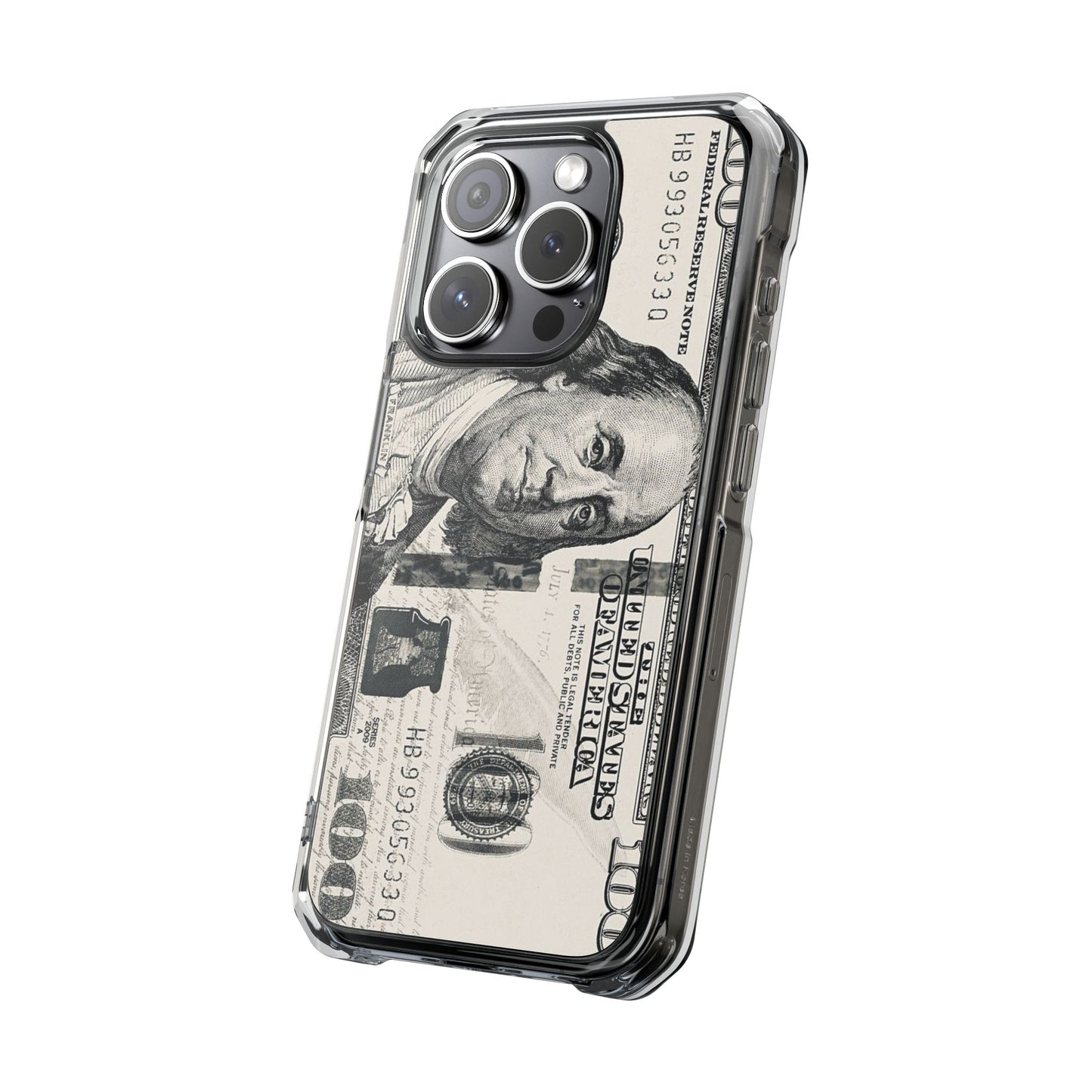 Clear Magnetic Phone Case — Hundred Dollar Bill Design