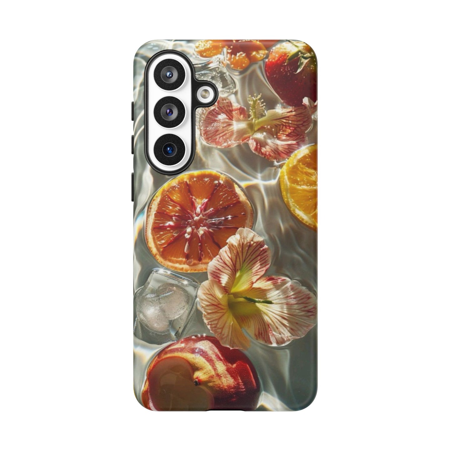 Citrus & Hibiscus Protective Phone Case – Summer Fruit Water Print Tough Case