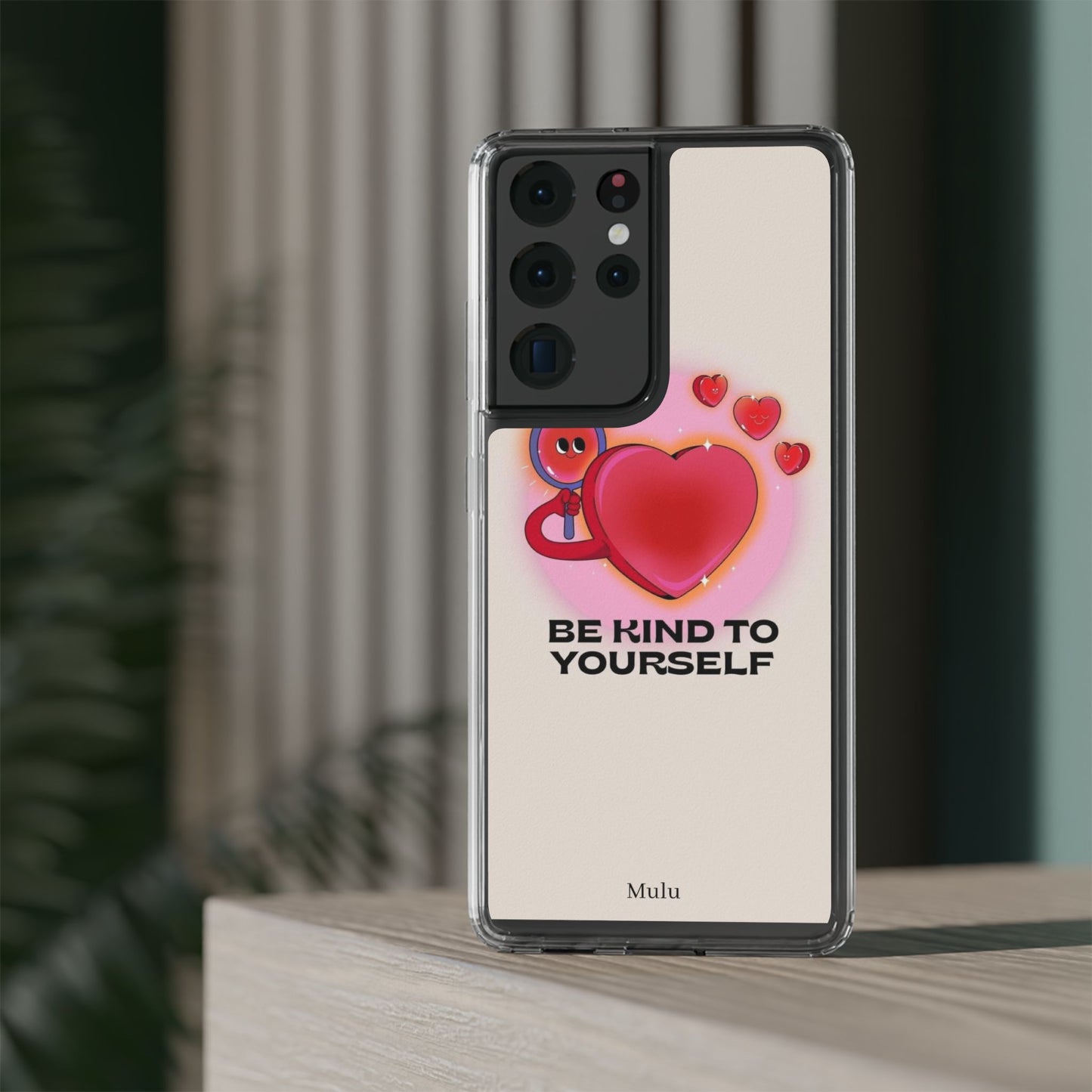 Clear Phone Case — "Be Kind to Yourself" Heart Design