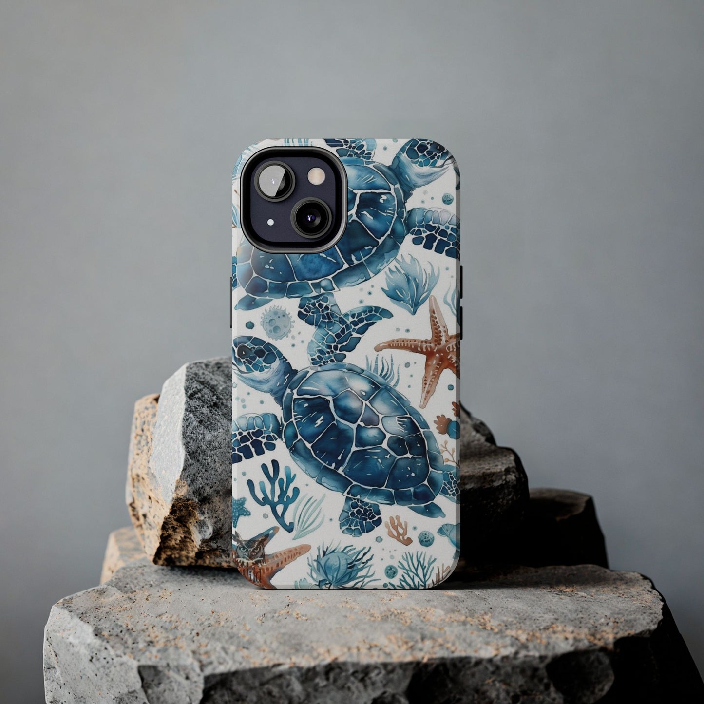 Sea Turtle Tough Phone Case — Blue Ocean Marine Life Protective Cover