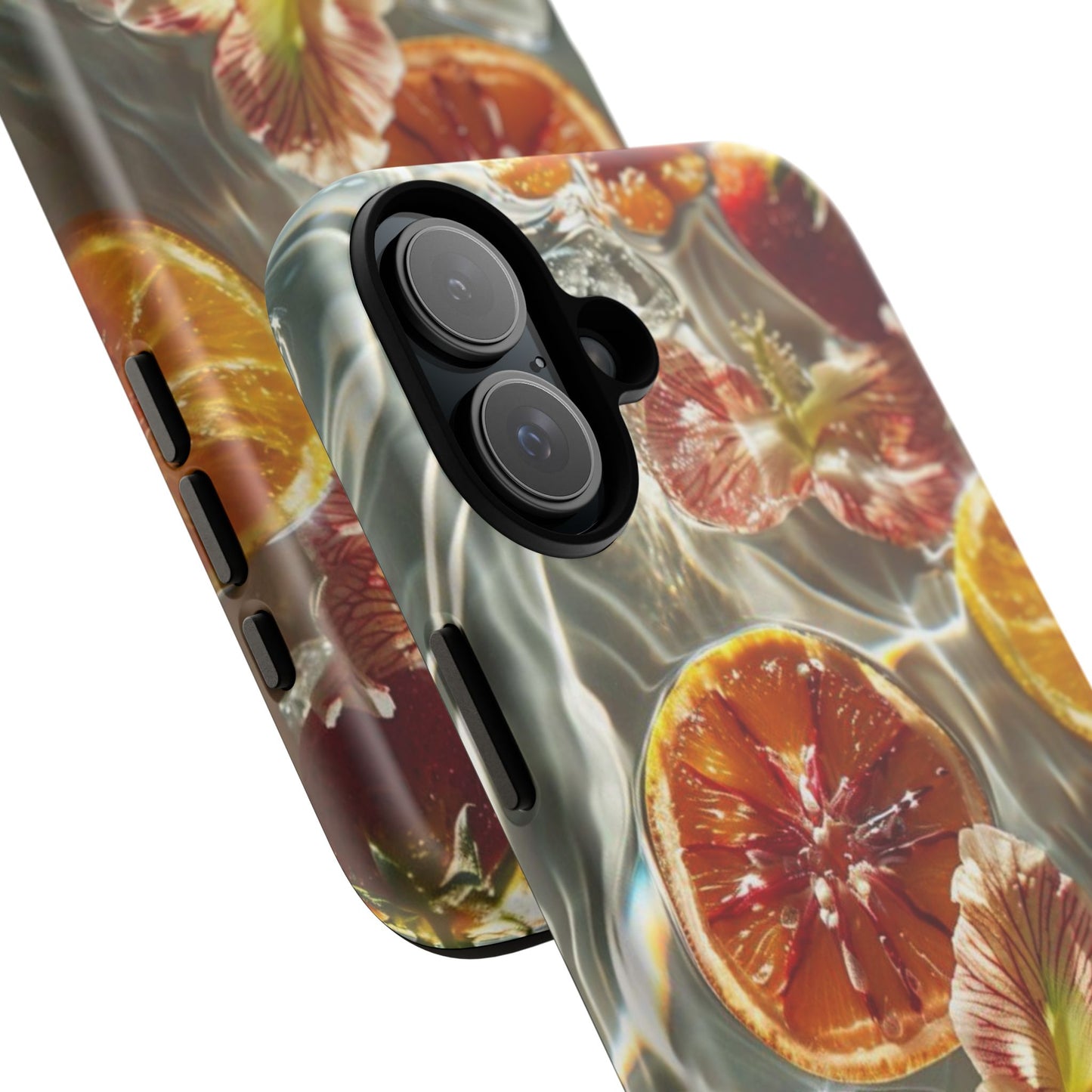Citrus & Hibiscus Protective Phone Case – Summer Fruit Water Print Tough Case