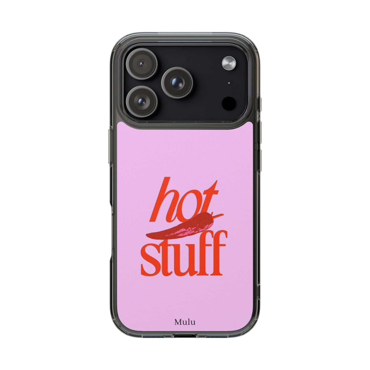 Hot Stuff Clear Impact Phone Case — Pink Retro Typography iPhone Cover