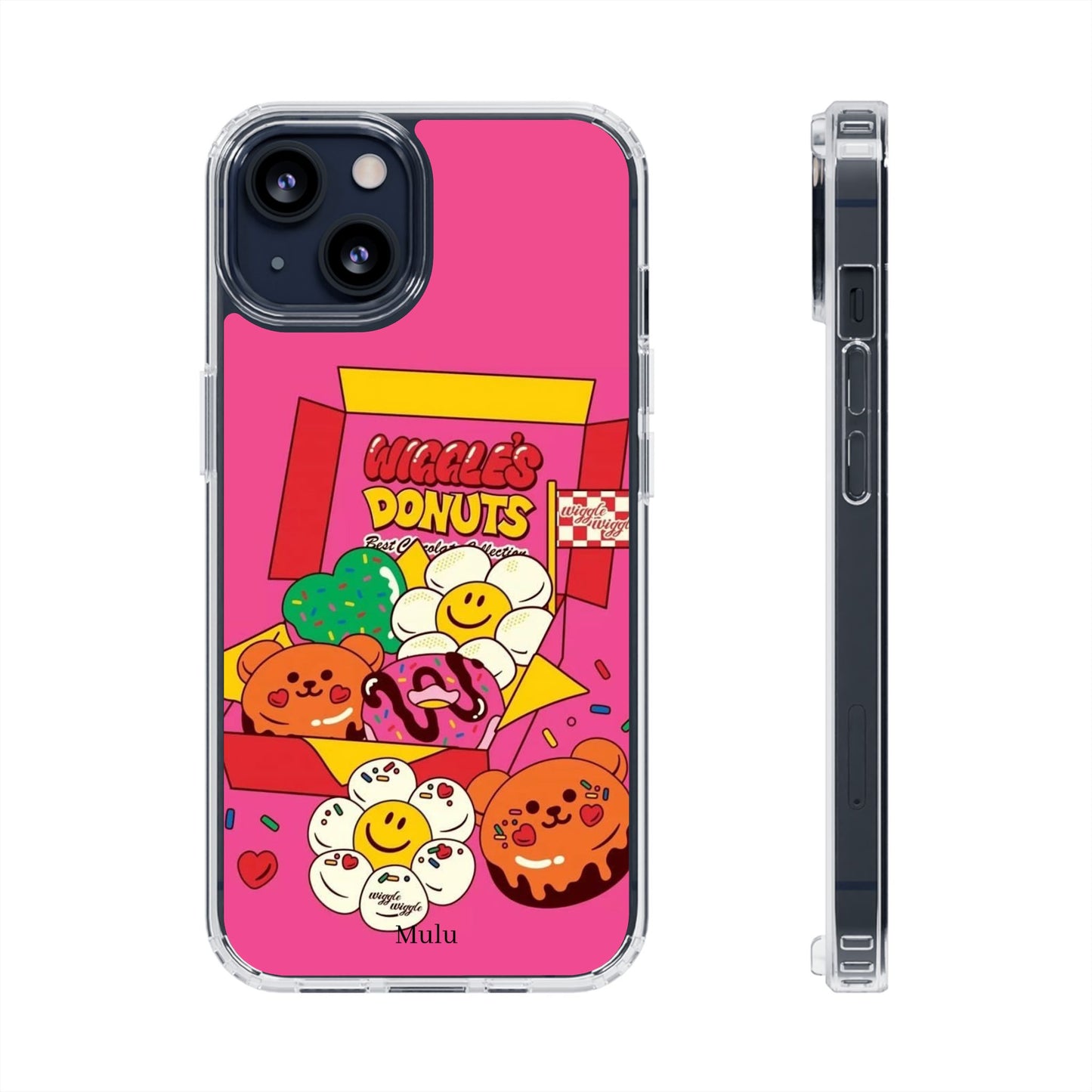 Donut Box Cute Phone Case — Clear Impact‑Resistant iPhone Cover with Smiling Donuts