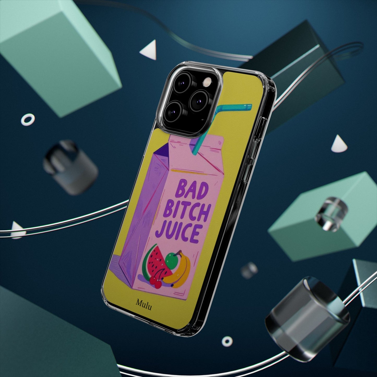 Clear Impact-Resistant Phone Case — "Bad Bitch Juice" Cartoon Juice Box Design