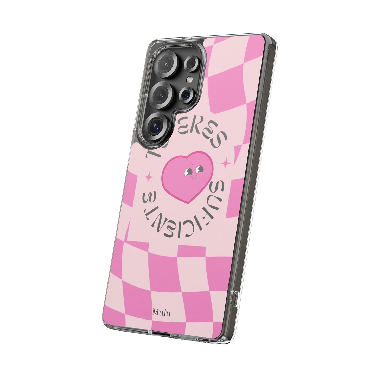 Clear Impact-Resistant Phone Case — Pink Checkerheart “Tu Eres Suficiente” Design