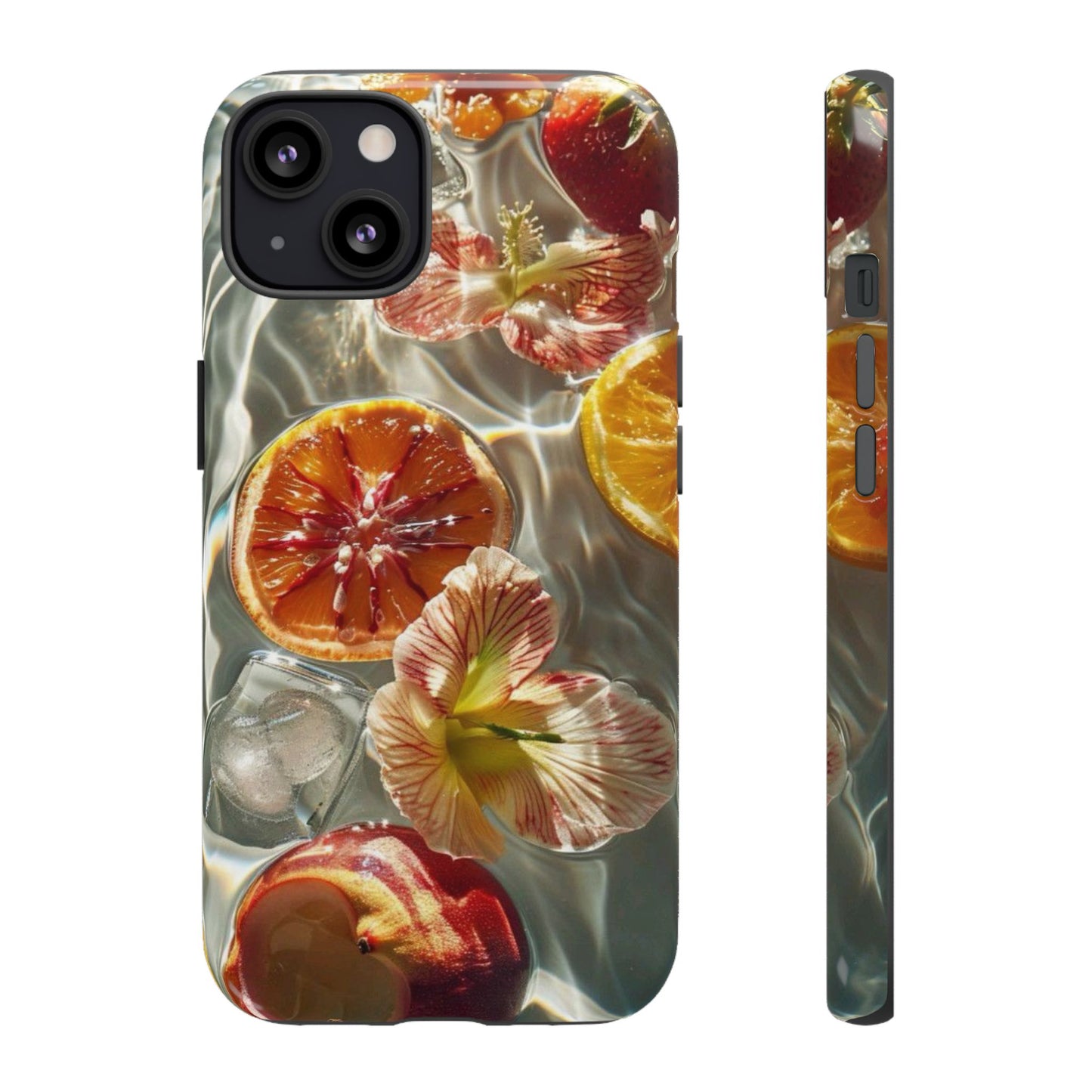 Citrus & Hibiscus Protective Phone Case – Summer Fruit Water Print Tough Case