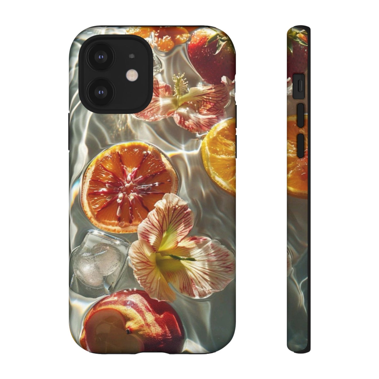Citrus & Hibiscus Protective Phone Case – Summer Fruit Water Print Tough Case