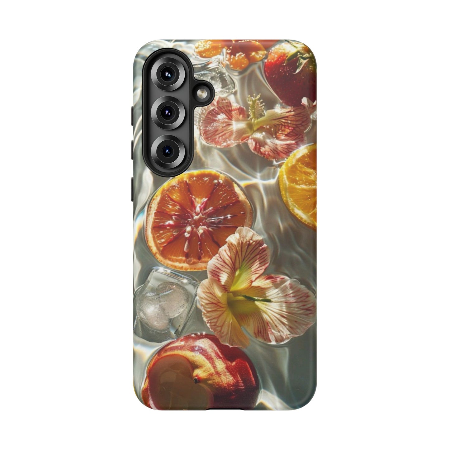 Citrus & Hibiscus Protective Phone Case – Summer Fruit Water Print Tough Case